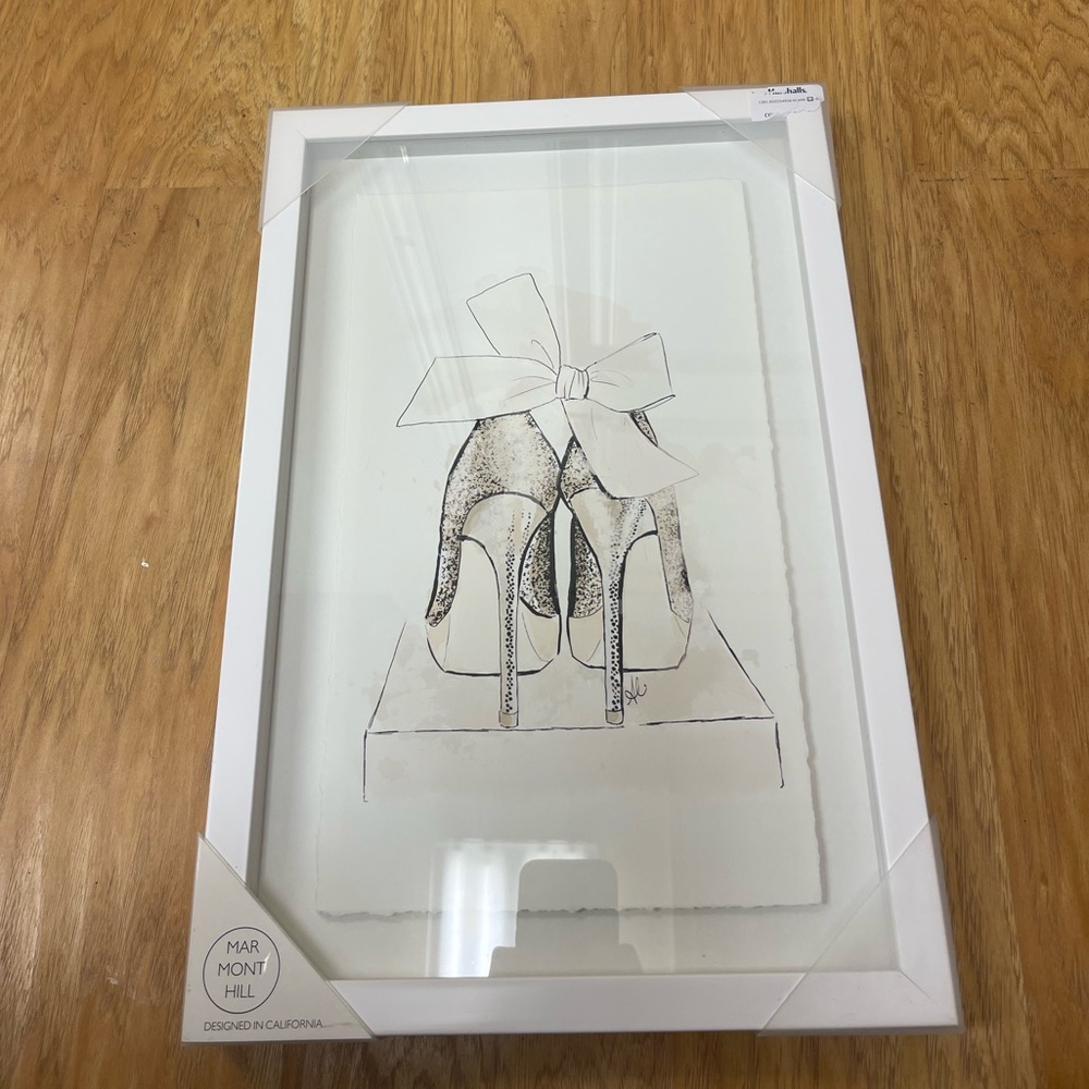 Marshalls Watercolor High Heel Shoe Wall Art Bow Fashion Decor